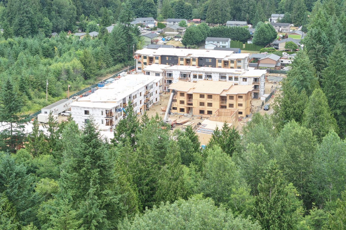 Commercial framing Bellevue WA aerial